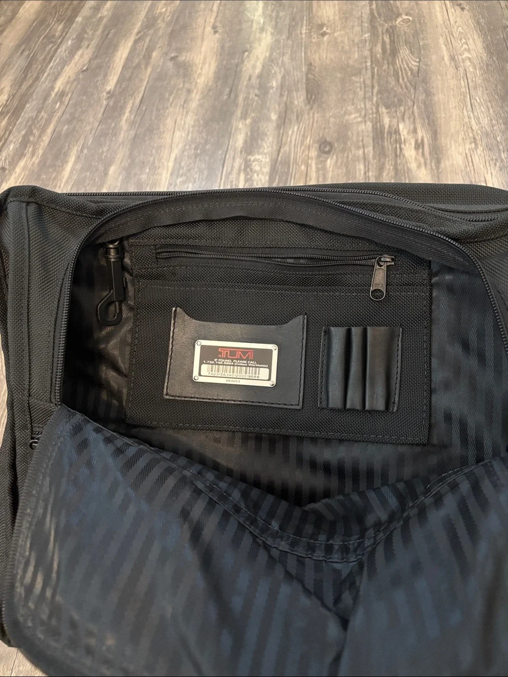 Tumi Black Nylon Laptop Briefcase with Red Logo Tag